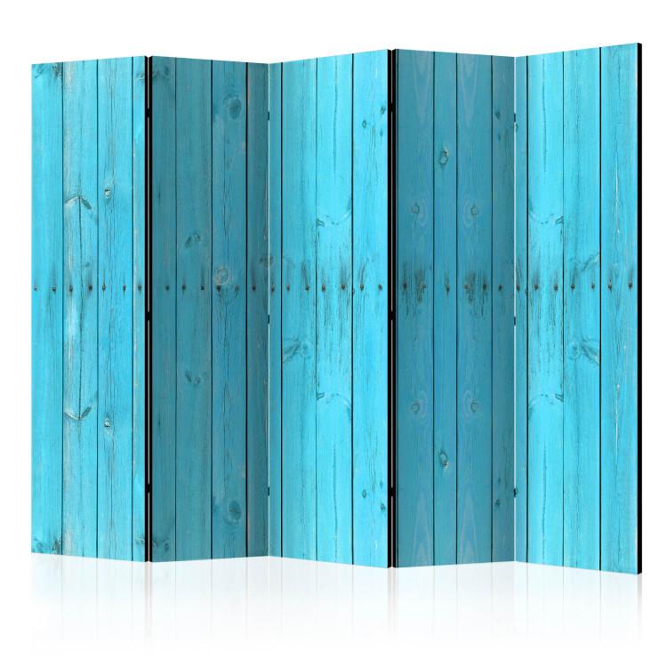 Room Divider Blue Planks II - texture with light blue wooden planks