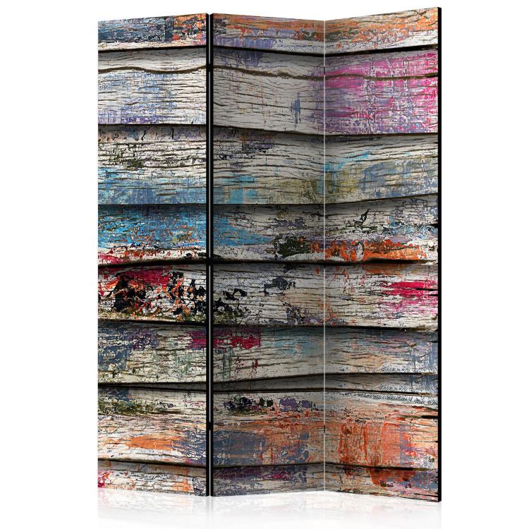 Room Divider Colorful Wood - texture with wooden planks with colorful spots