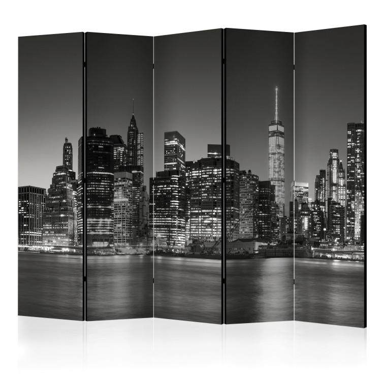 Room Divider New York Nights II - black and white panorama of New York City architecture