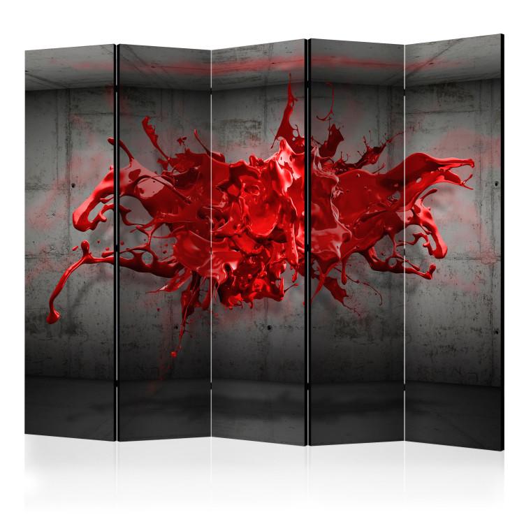 Room Divider Red Blotch II - abstract red illusion on a concrete background