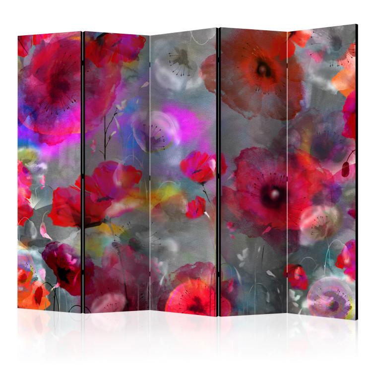 Room Divider Painted Poppies II - colorful poppy flowers in a watercolor-style meadow