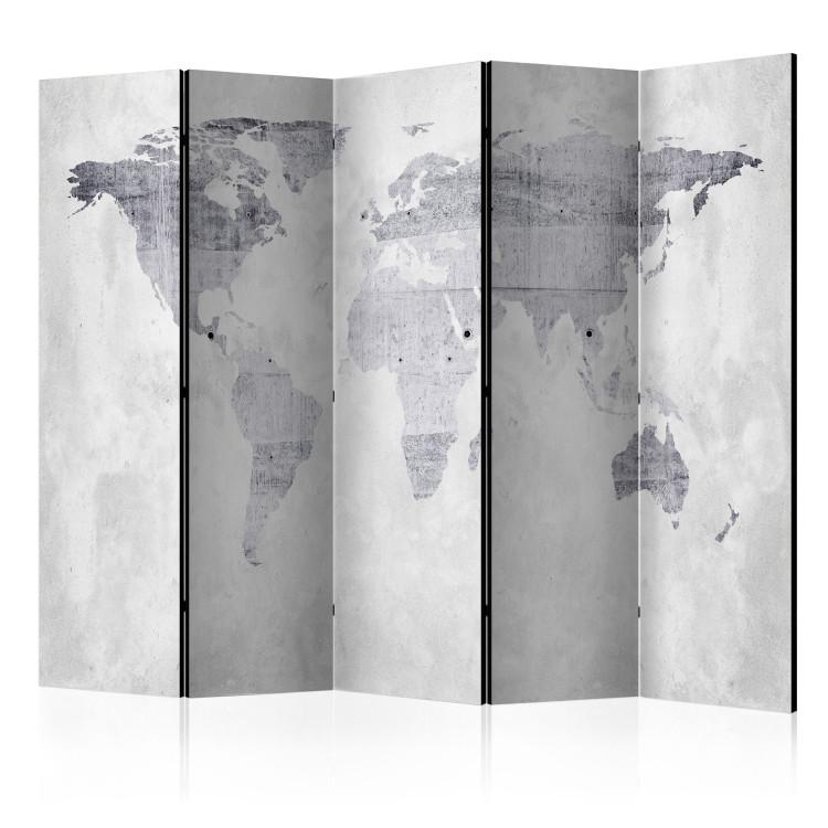 Room Divider Concrete Map - world map with gray continents on a concrete background