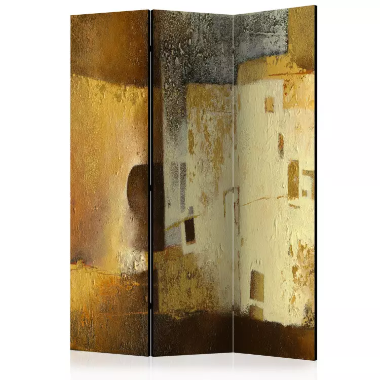 Room Divider Golden Oddity - rusty texture with artistic yellow abstraction