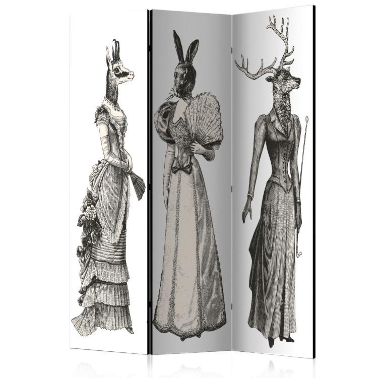 Room Divider Elegant Menagerie - abstract animals in human silhouettes