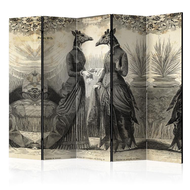 Room Divider Conversation - women's silhouettes with wild animal heads in retro motif