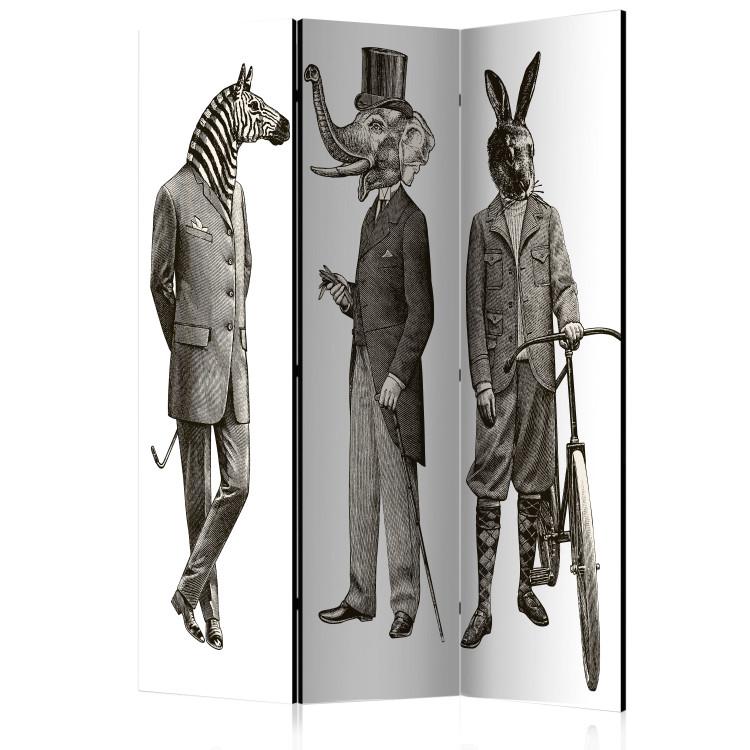 Room Divider Elegant Zoo - men with heads of wild animals in retro motif