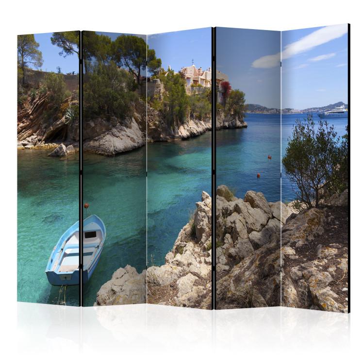 Room Divider Holiday Retreat II - colorful seascape with mountain accent