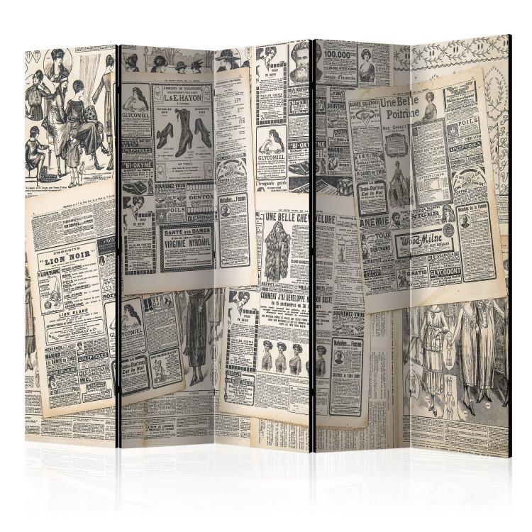Room Divider Vintage Newspapers II - scattered French newspapers in retro motif