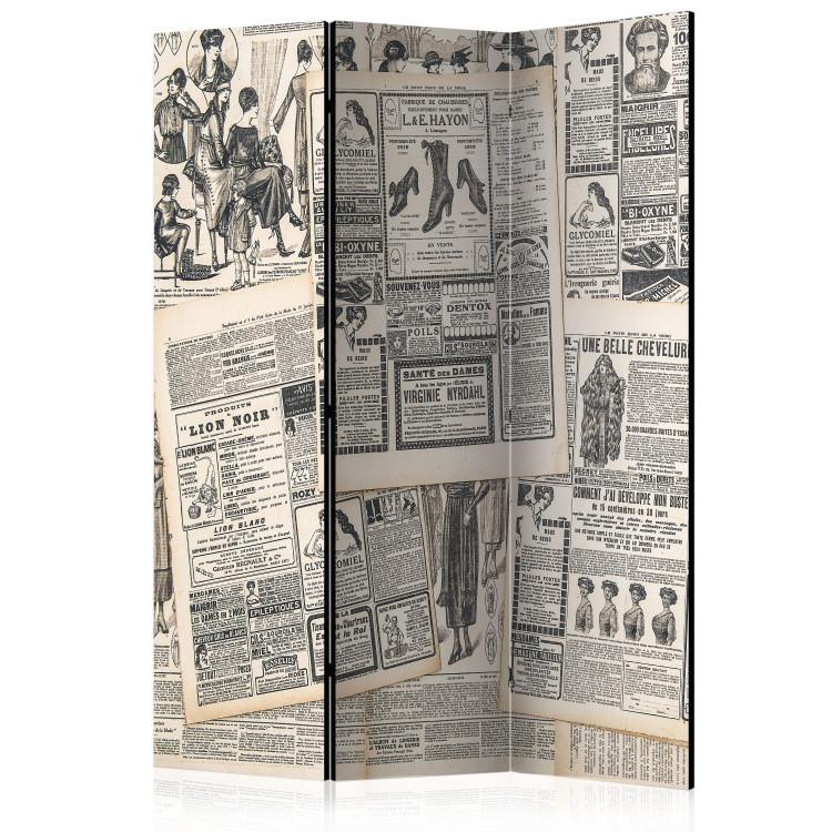 Room Divider Vintage Newspapers - French newspapers with writings in retro motif