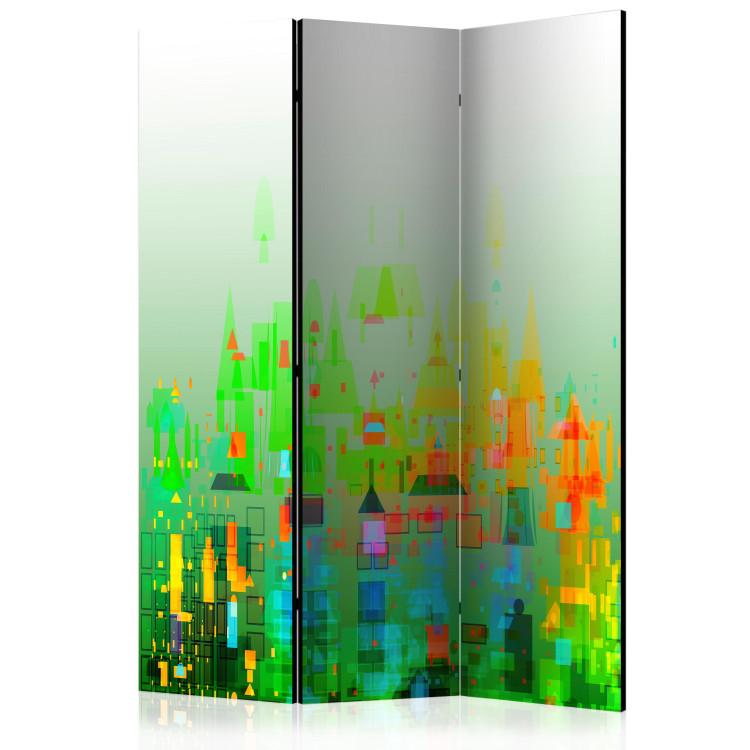 Room Divider Abstract City - abstract architecture with green figures