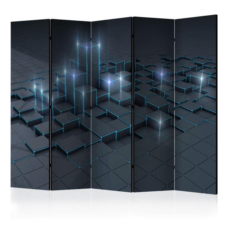 Room Divider Black City II - abstract vision of a city with square figures