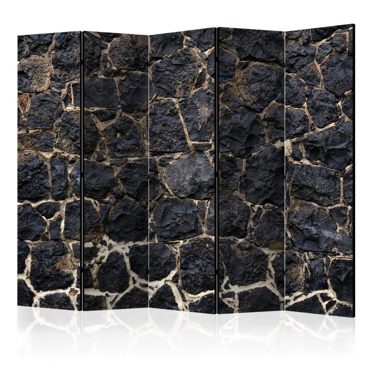 Room Divider Stone Twilight II - architectural texture of black stones