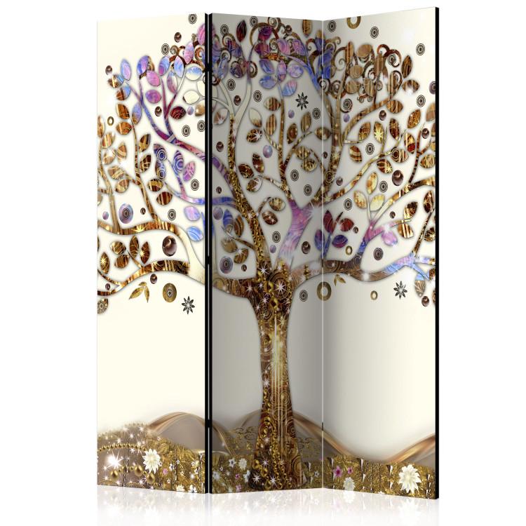 Room Divider Golden Tree - artistic plant in an abstract golden motif