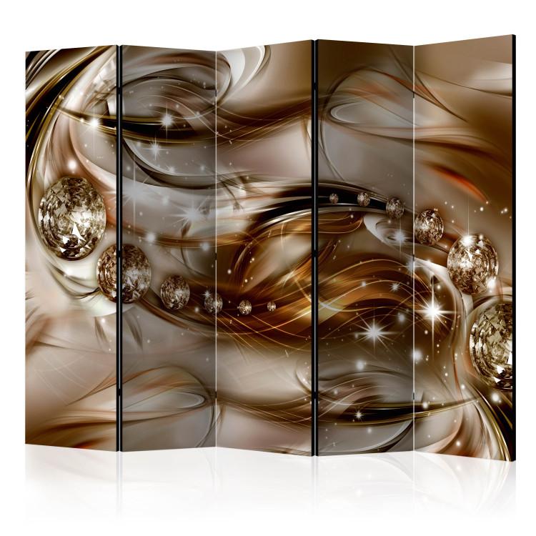 Room Divider Chocolate Tide II - abstract diamonds and brown waves and swirls