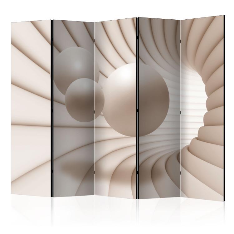 Room Divider Spheres in the Tunnel II - abstract illusion of beige 3D figures in space