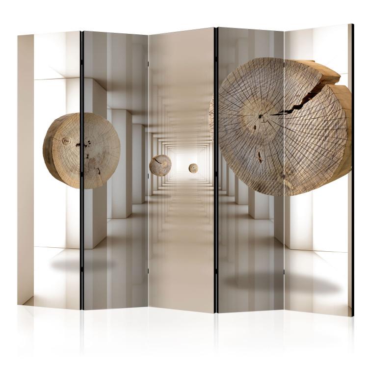 Room Divider Futuristic Forest II - abstract corridor with wooden elements