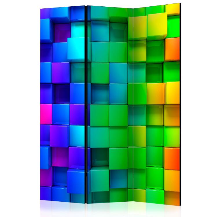 Room Divider Colorful Cubes - abstract 3D illusion with geometric figures
