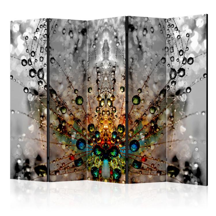 Room Divider Enchanted Dew II - dandelion flower with colorful water droplets