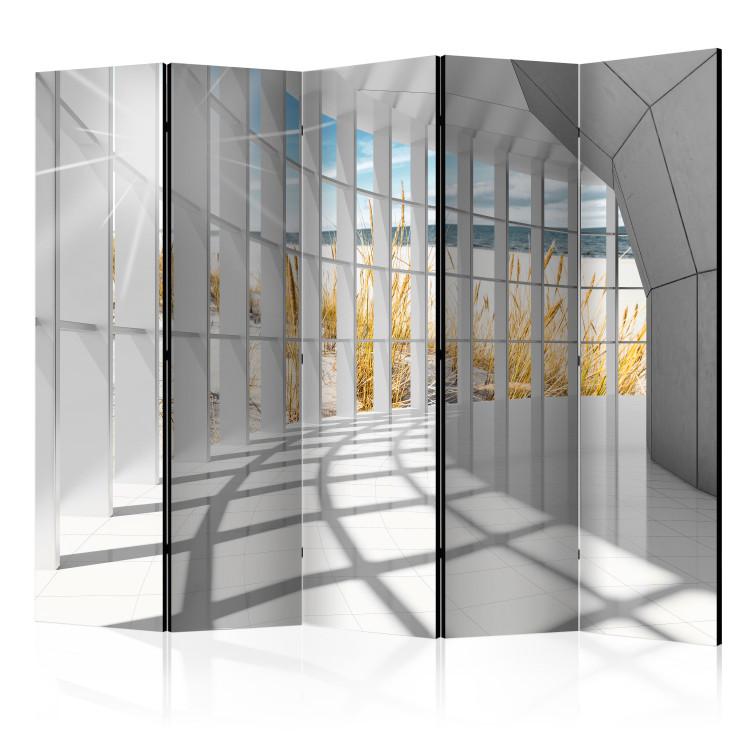 Room Divider Coastal Bastion II - architecture in a 3D motif overlooking the beach