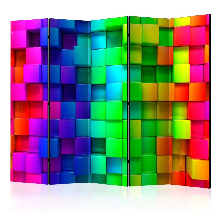 Room Divider Colorful Cubes II - rainbow abstraction of geometric 3D figures