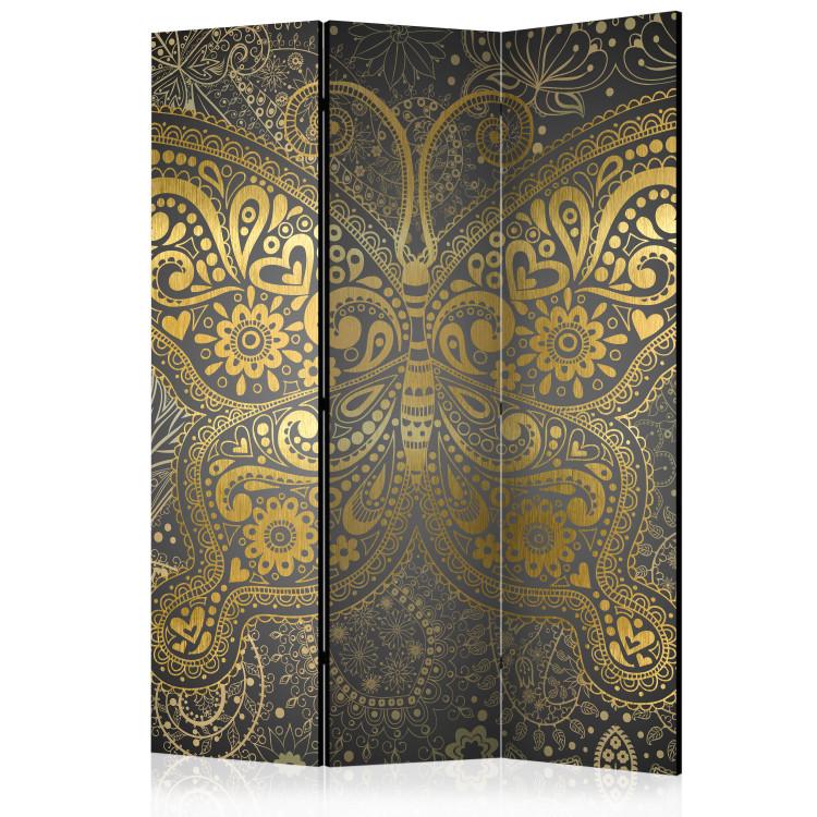 Room Divider Golden Butterfly - golden butterfly-shaped ornament in oriental style