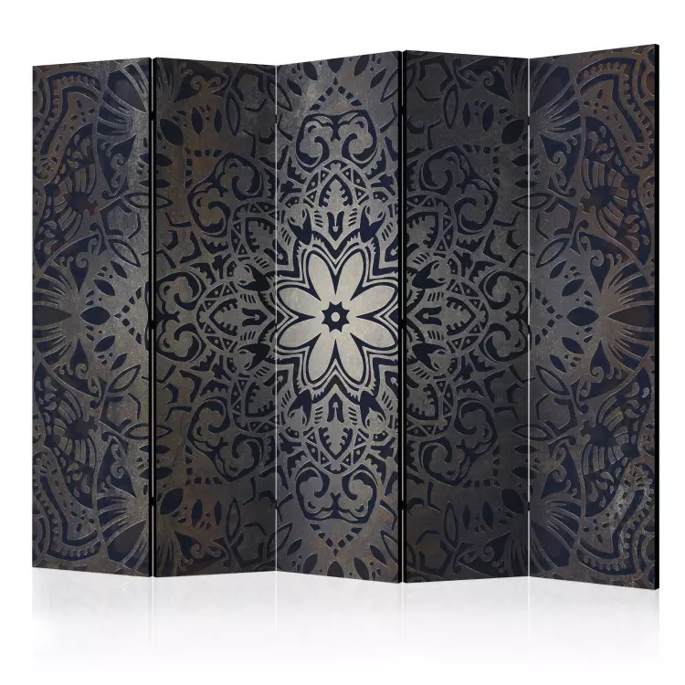 Room Divider Iron Flowers II - oriental mandala with ornaments in a dark style