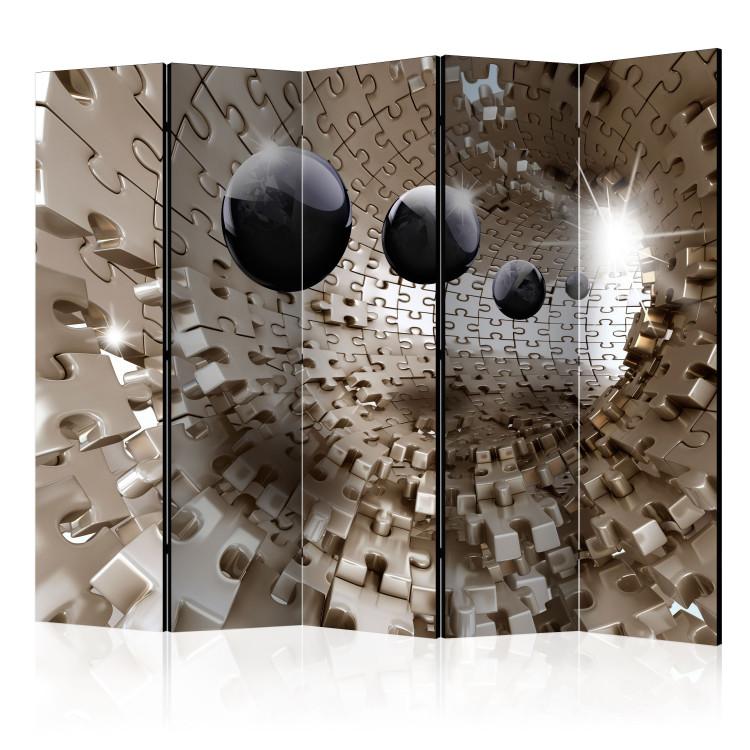 Room Divider Golden Puzzle II - geometric figures in abstract space