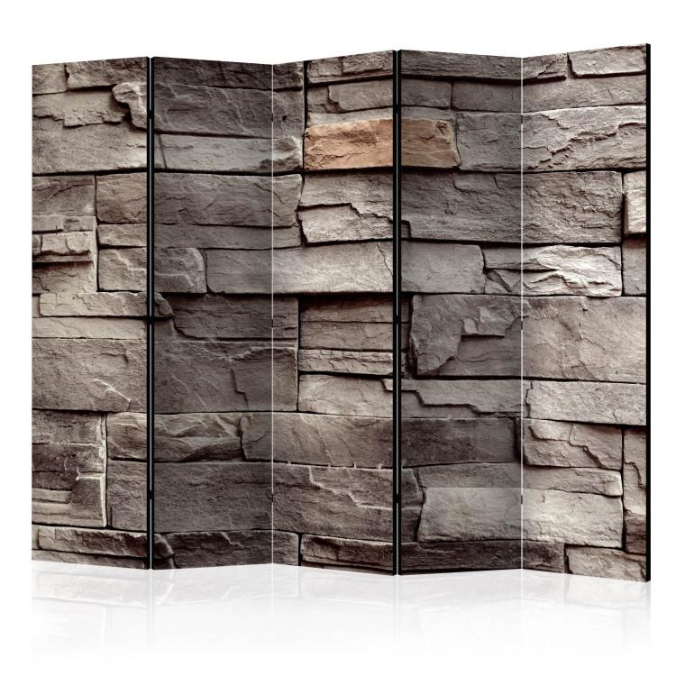 Room Divider Wall of Silence II - architectural texture with a pattern of gray bricks