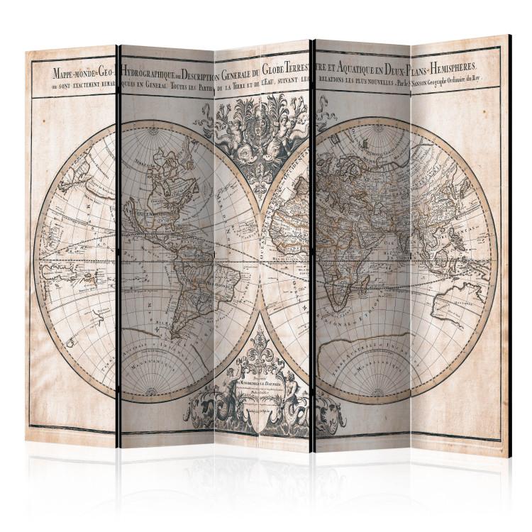Room Divider Mappe-Monde Geo-Hydrographic - world map with retro-style captions