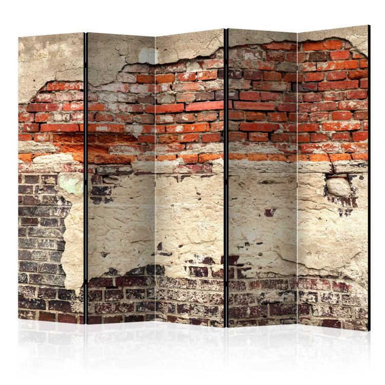 Room Divider City History II - motif of colorful brick and concrete in urban style