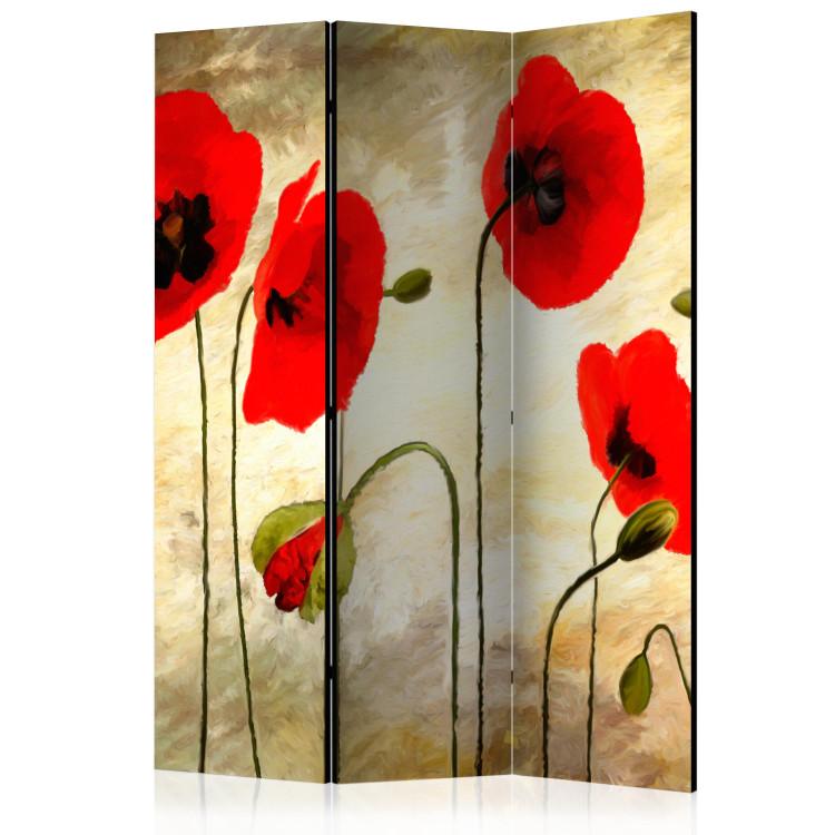 Room Divider Golden Poppy Field - romantic red flowers in an artistic motif