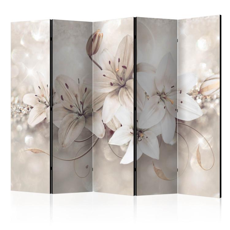 Room Divider Diamond Lilies II - white lilies against ornaments and diamond sparkle