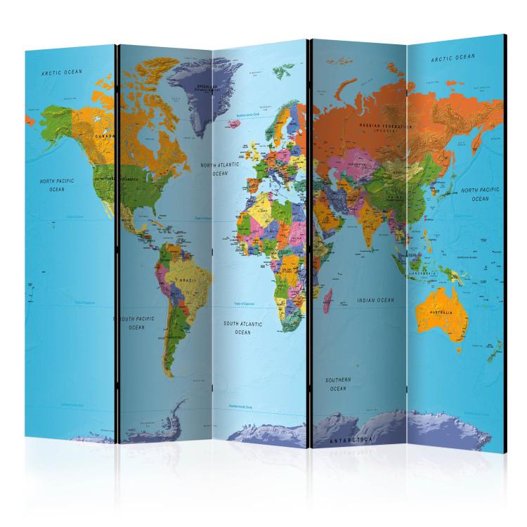 Room Divider Colorful Geography - world map with colorful continents and captions