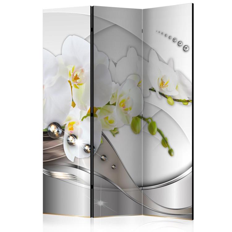 Room Divider Pearl Dance of Orchids - white orchid flower on an abstract background