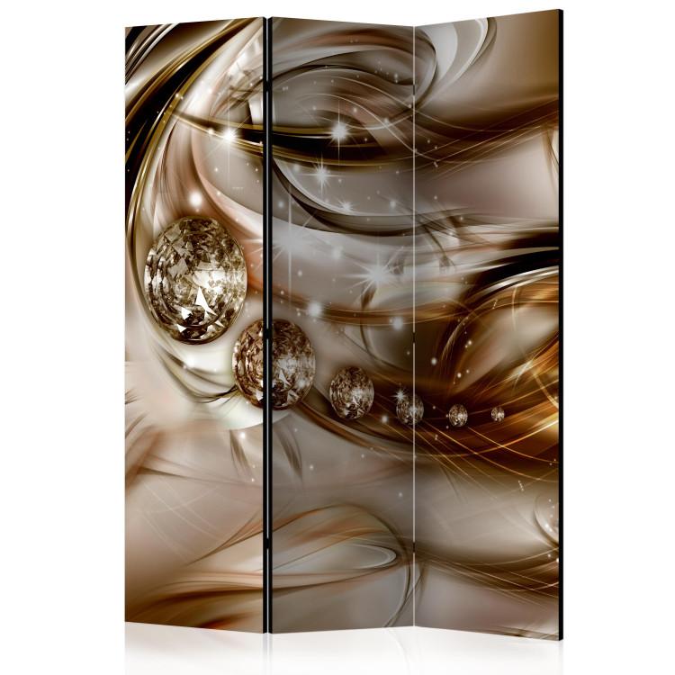 Room Divider Chocolate Tide - abstract brown and glowing swirling waves