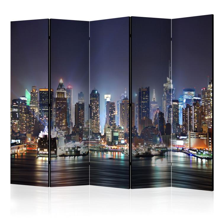 Room Divider Night Port II - night architecture of New York with a skyline view