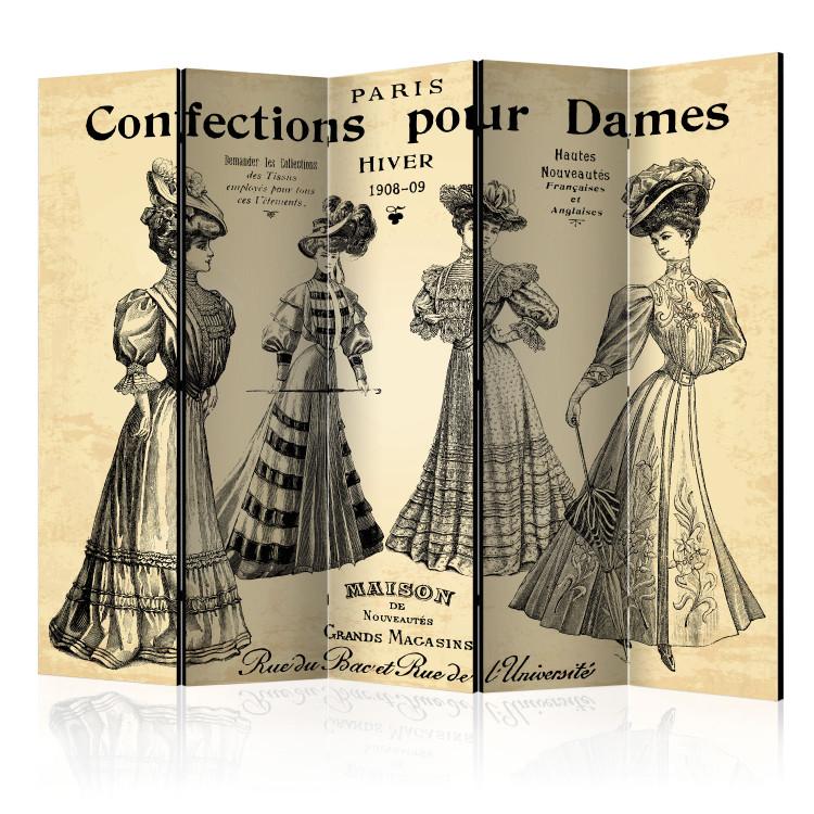 Room Divider Confections for Ladies II - silhouettes and French captions in retro style