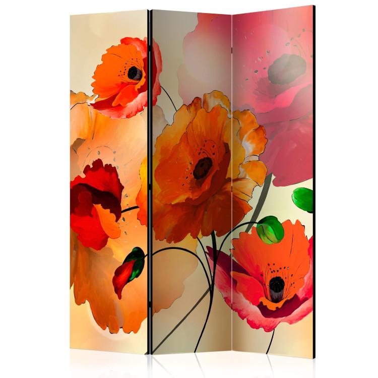 Room Divider Velvet Poppies - artistic orange and red poppy flowers