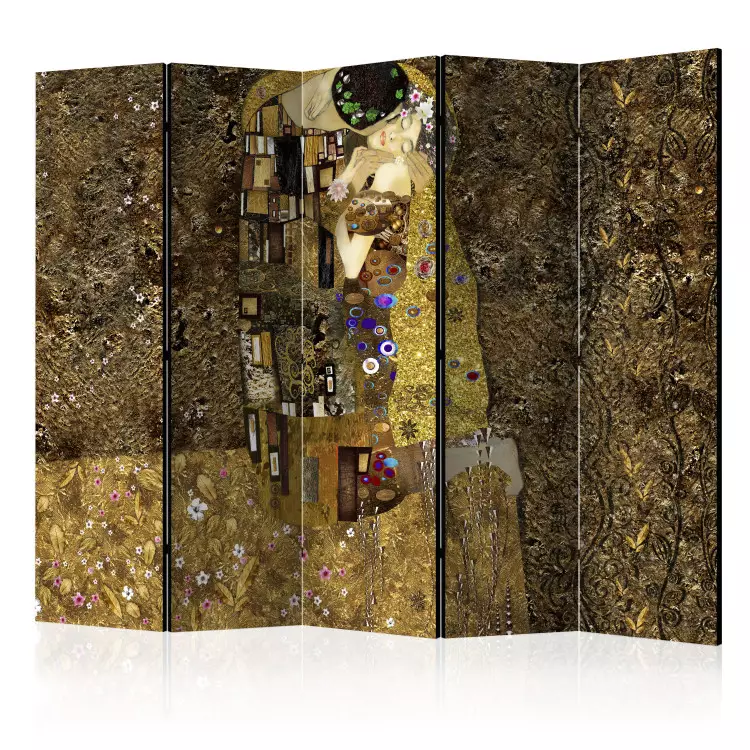 Room Divider Golden Kiss II - romantic figures in the style of Gustav Klimt