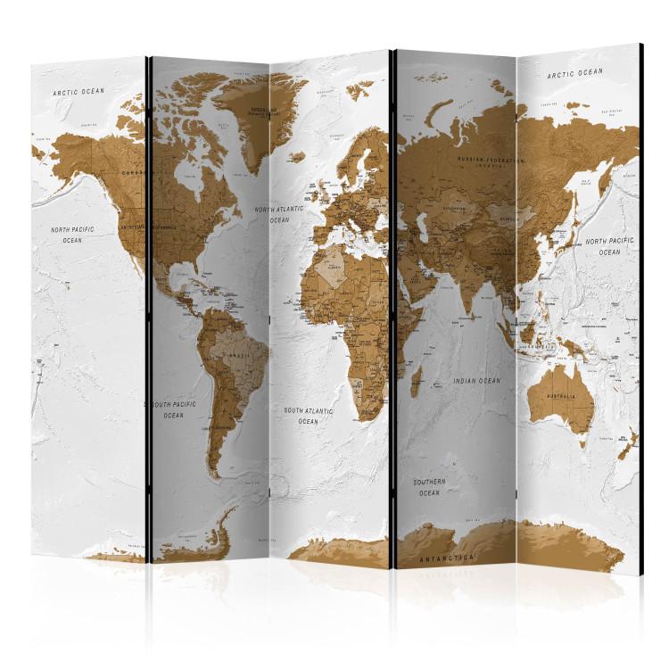 Room Divider White Oceans - world map with brown continents and white ocean