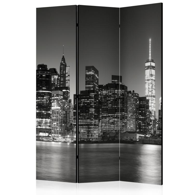 Room Divider New York Nights - black and white panorama of New York City with skyscrapers