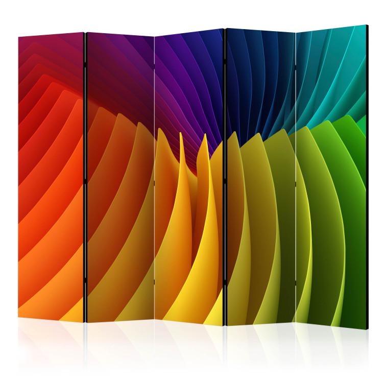 Room Divider Rainbow Wave II - colorful geometric figures in an abstract wave