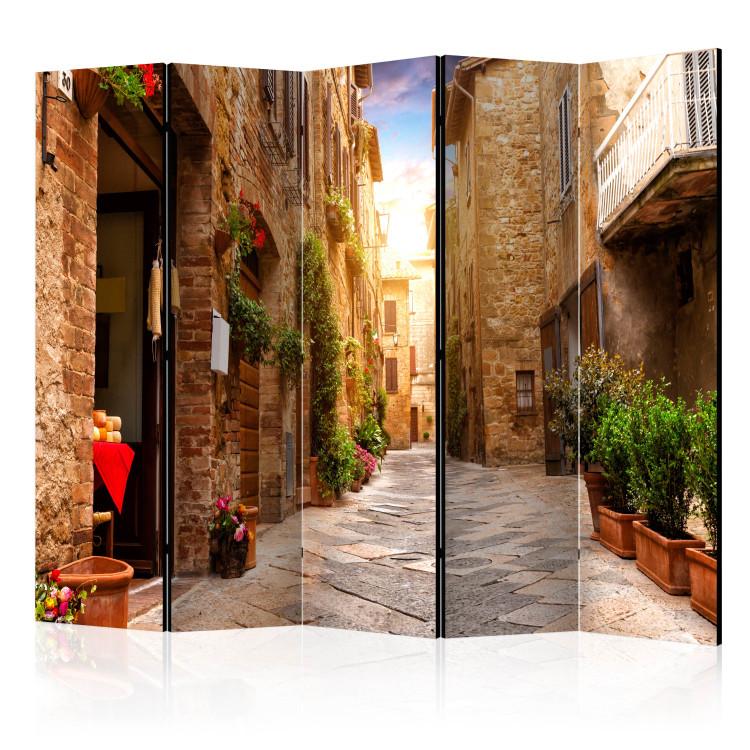 Room Divider Colorful Alley in Tuscany II - brick architecture of an Italian town