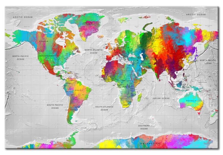 Canvas Print World in Colors (1-part) - World Map in Artistic Style