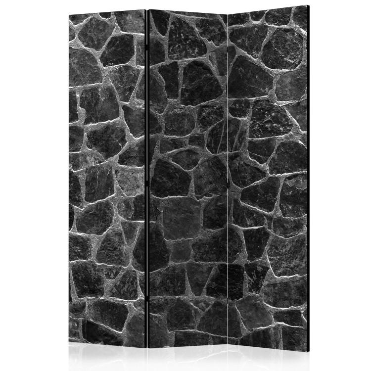 Room Divider Black Stones - architectural texture of black stone mosaic