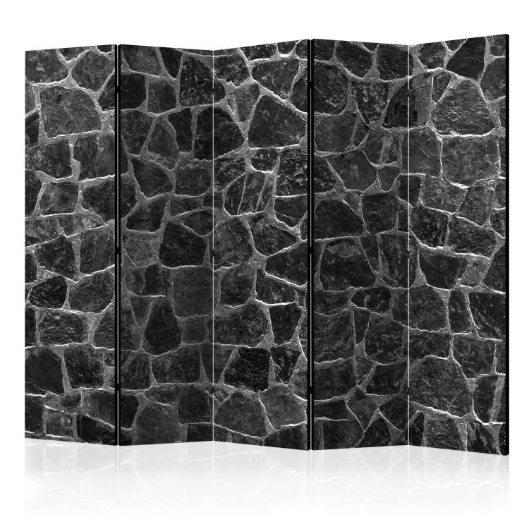 Room Divider Black Stones II - architectural black texture of stone tiles