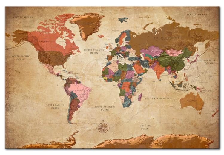 Canvas Print World Map: Brown Elegance