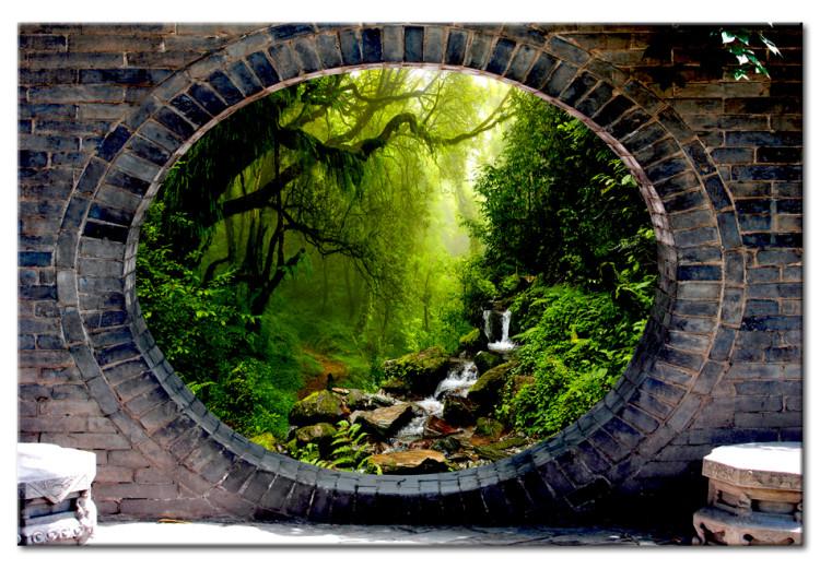 Canvas Print Mysterious Stone Passage (1-part) - View of Green Forest