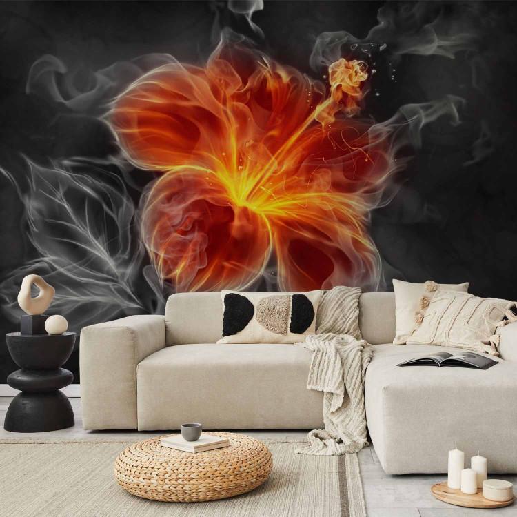 Wall Mural Fiery flower inside the smoke