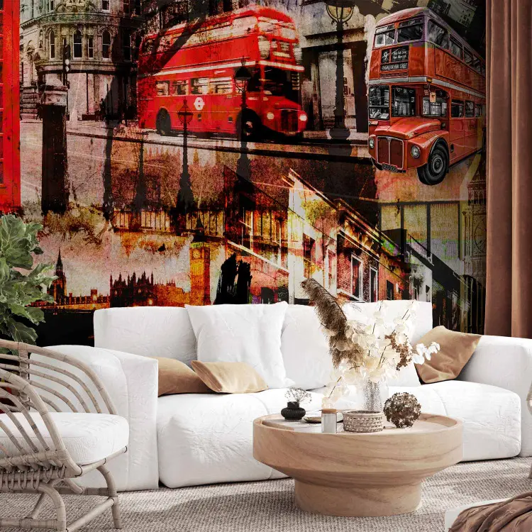 London UK - collage with city architecture and motoring